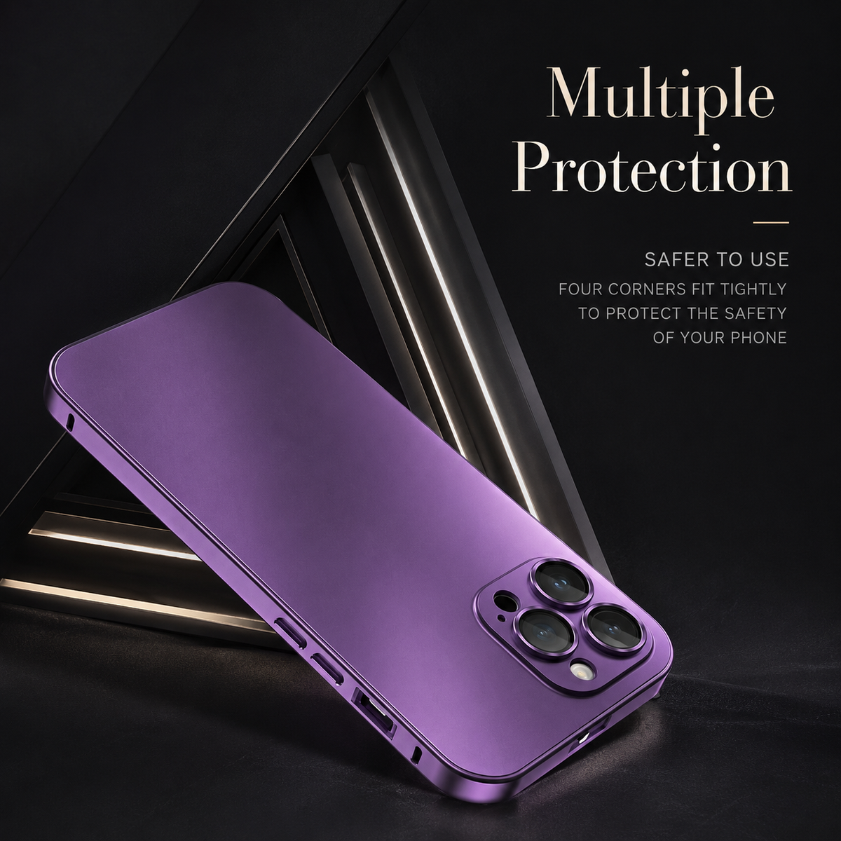 Premium iPhone Case Aluminum Metal Frame Cover Shockproof PC Back Camera Lens Protection Slim Lightweight Design