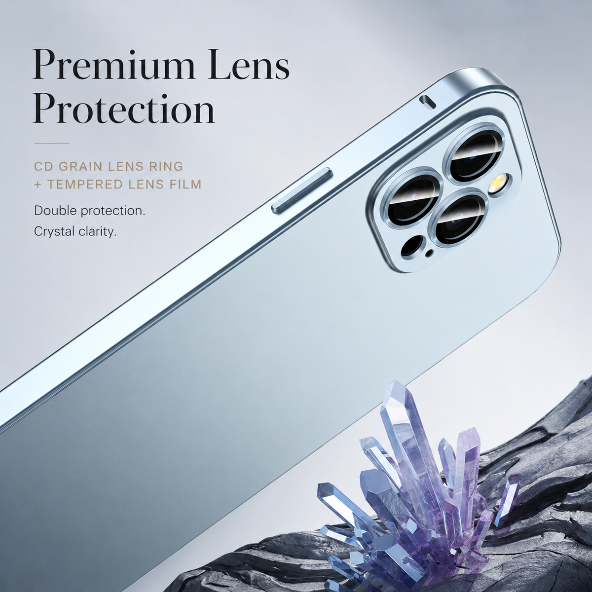 Premium iPhone Case Aluminum Metal Frame Cover Shockproof PC Back Camera Lens Protection Slim Lightweight Design