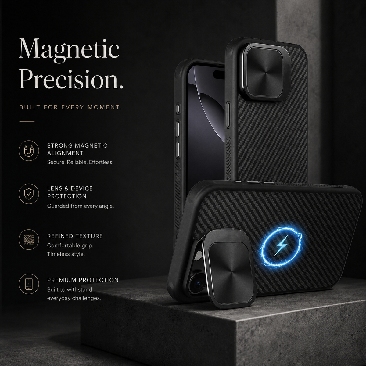Premium iPhone Case Aramid Fiber TPU Magnetic Cover with Metal Frame Protection Shockproof Full Coverage MagSafe Wireless Charging Support