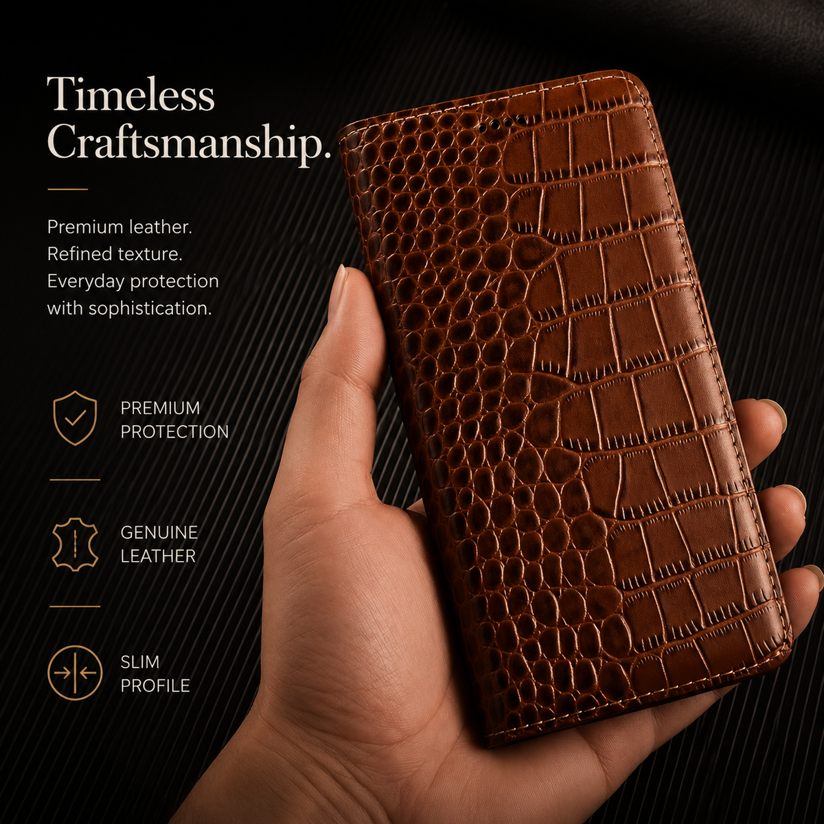 Premium iPhone Case Business Flip Wallet Genuine Leather Cover with Kickstand Magnetic Full Protection Anti Scratch Non Slip Design
