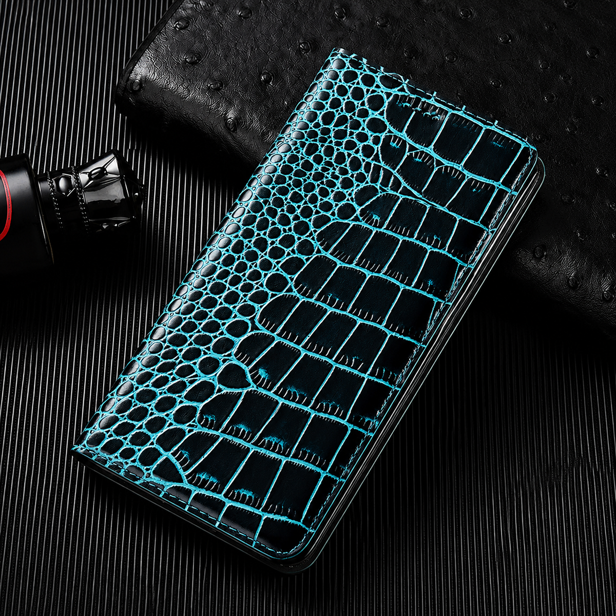 Premium iPhone Case Business Flip Wallet Genuine Leather Cover with Kickstand Magnetic Full Protection Anti Scratch Non Slip Design