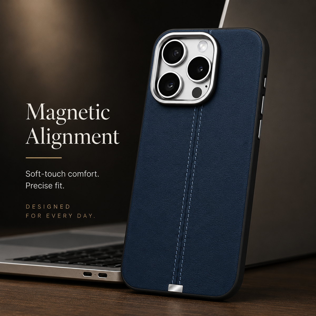 Premium iPhone Case Business Leather MagSafe Magnetic Cover Anti Fall Metal Button Protective Case