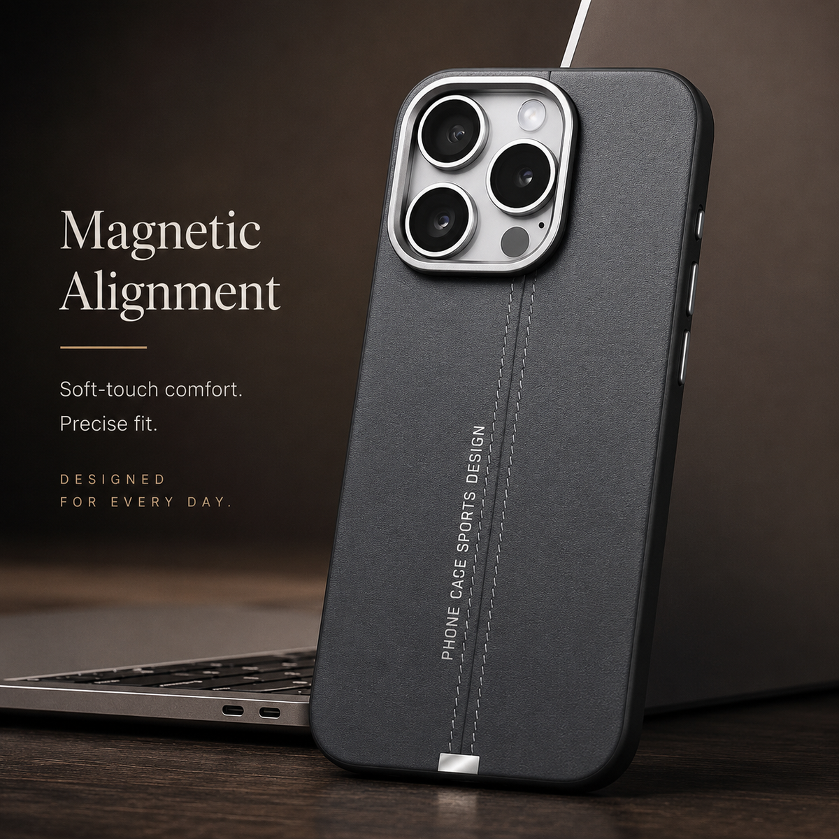 Premium iPhone Case Business Leather MagSafe Magnetic Cover Anti Fall Metal Button Protective Case