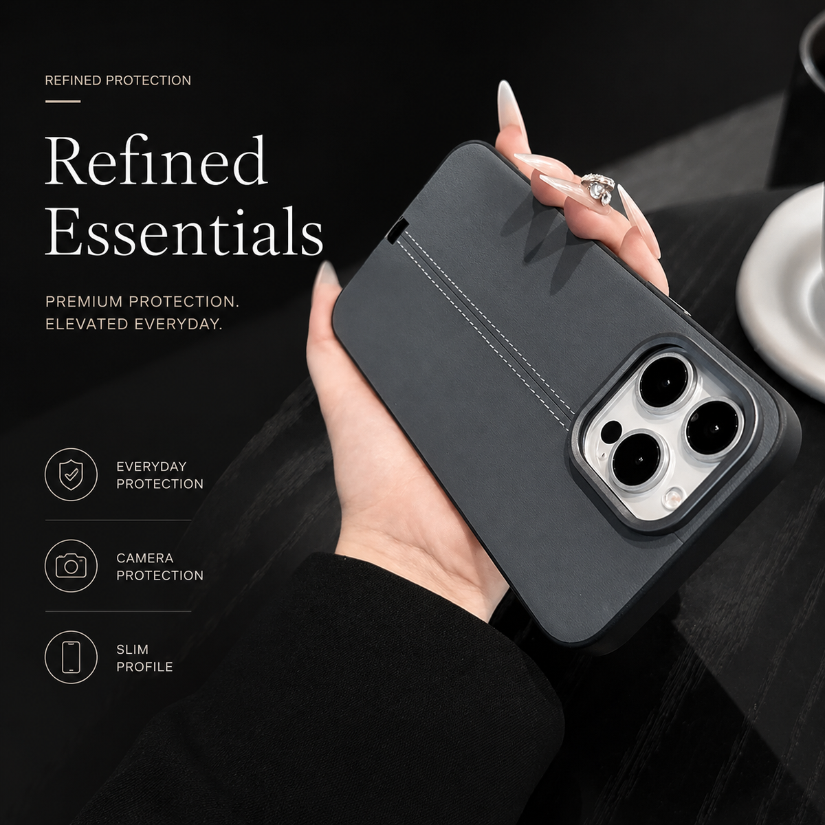 Premium iPhone Case Business Leather MagSafe Magnetic Cover Anti Fall Metal Button Protective Case