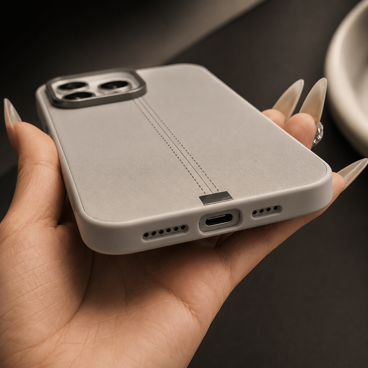 Premium iPhone Case Business Leather MagSafe Magnetic Cover Anti Fall Metal Button Protective Case