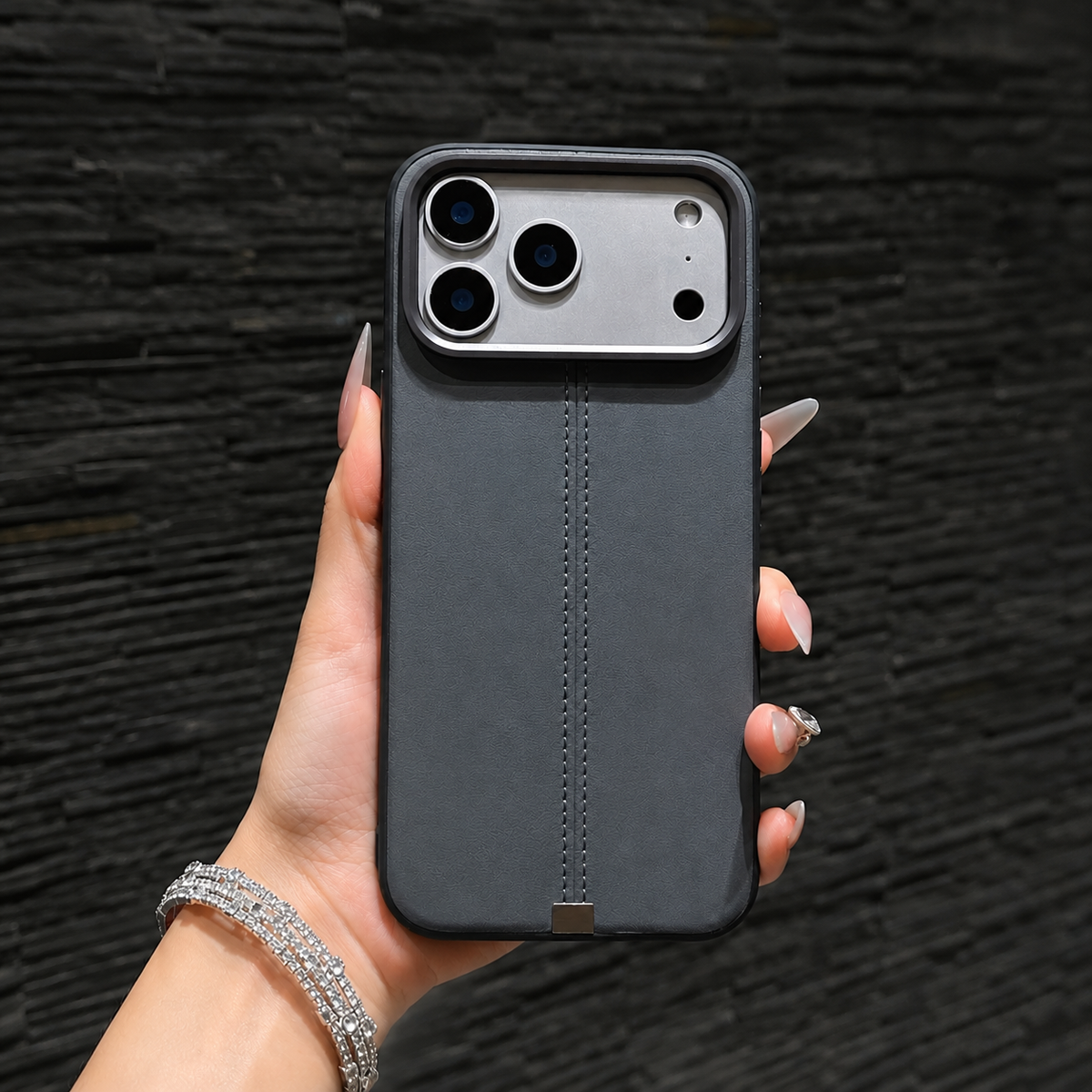 Premium iPhone Case Business Leather MagSafe Magnetic Cover Anti Fall Metal Button Protective Case