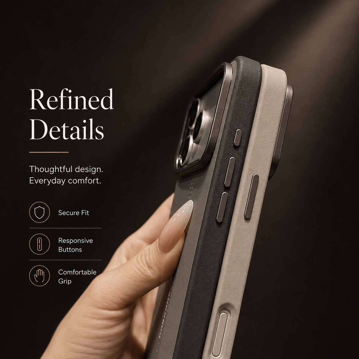 Premium iPhone Case Business Leather MagSafe Magnetic Cover Anti Fall Metal Button Protective Case