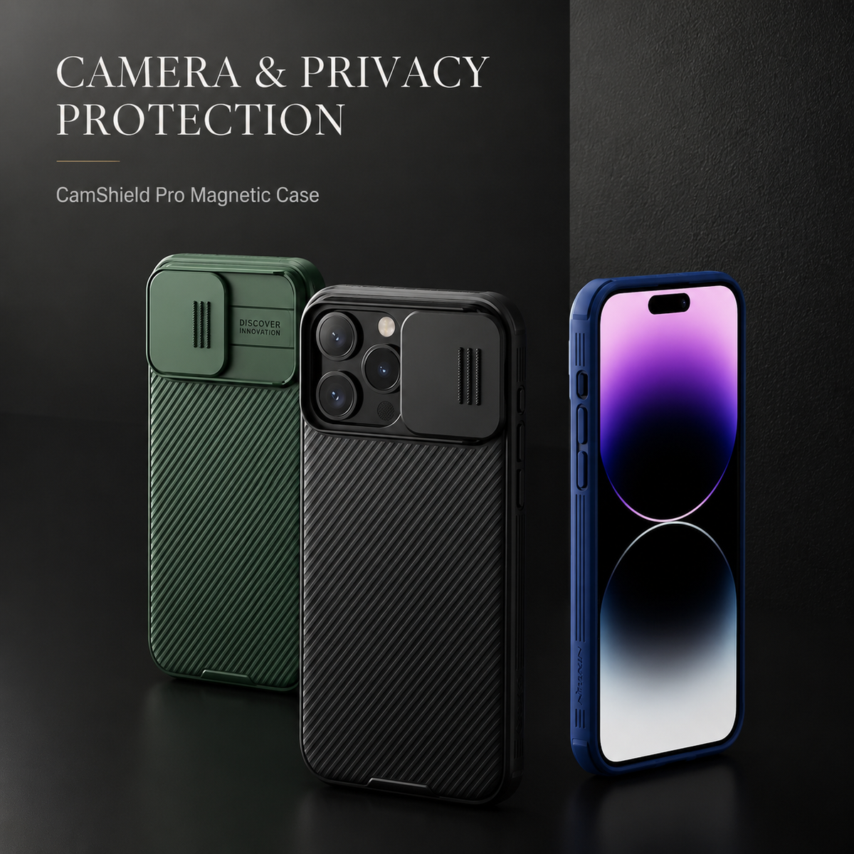 Premium iPhone Case CamShield Magnetic Cover Sliding Camera Protection Shockproof TPU PC Rugged Full Coverage