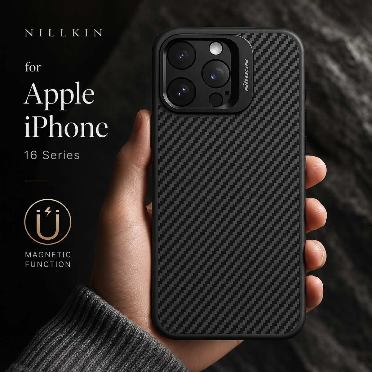 Premium iPhone Case CarboProp Magnetic TPU PC Cover with Lens Holder Shockproof Protective Shell MagSafe Compatible Design