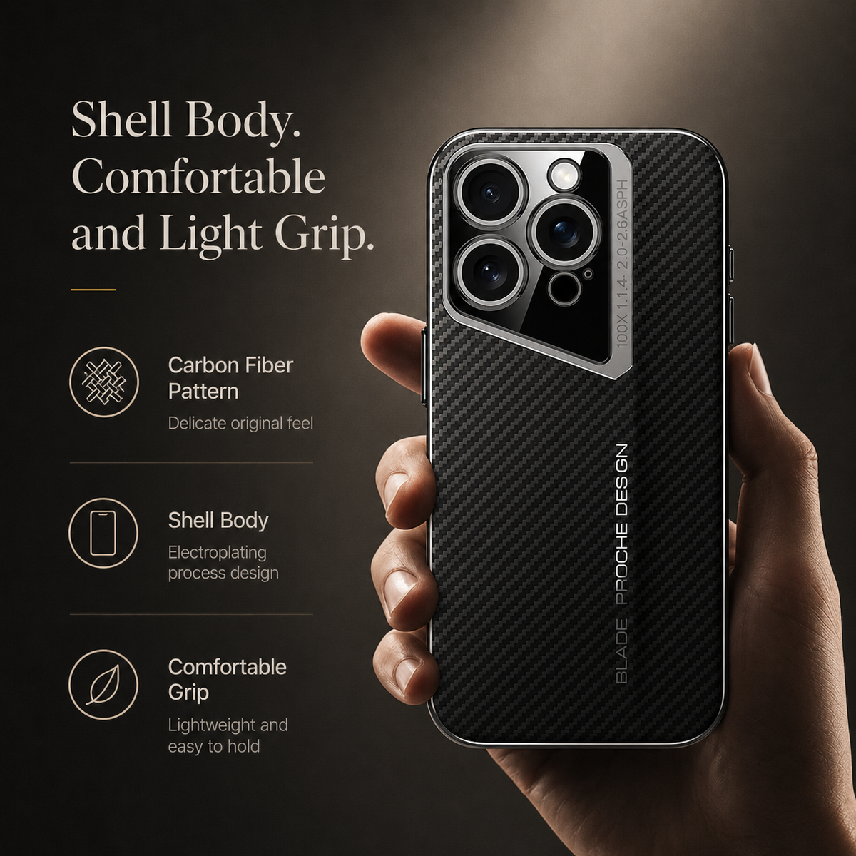 Premium iPhone Case Carbon Fiber Electroplated Cover Magnetic Shockproof Anti Fingerprint Full Coverage Protective Case
