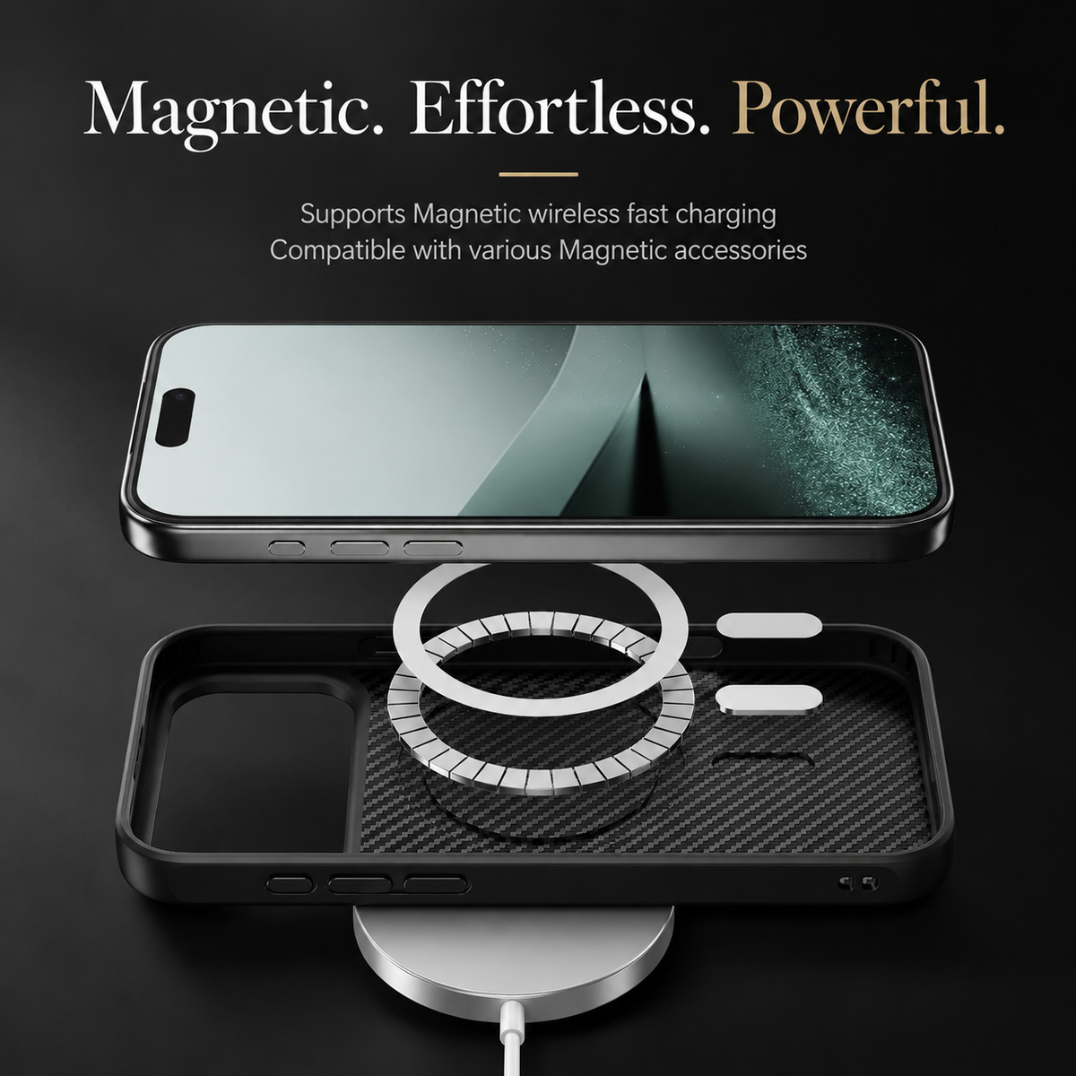 Premium iPhone Case Carbon Fiber Shockproof Protective Cover Drop Resistant Anti Fingerprint Non Slip Scratch Defense