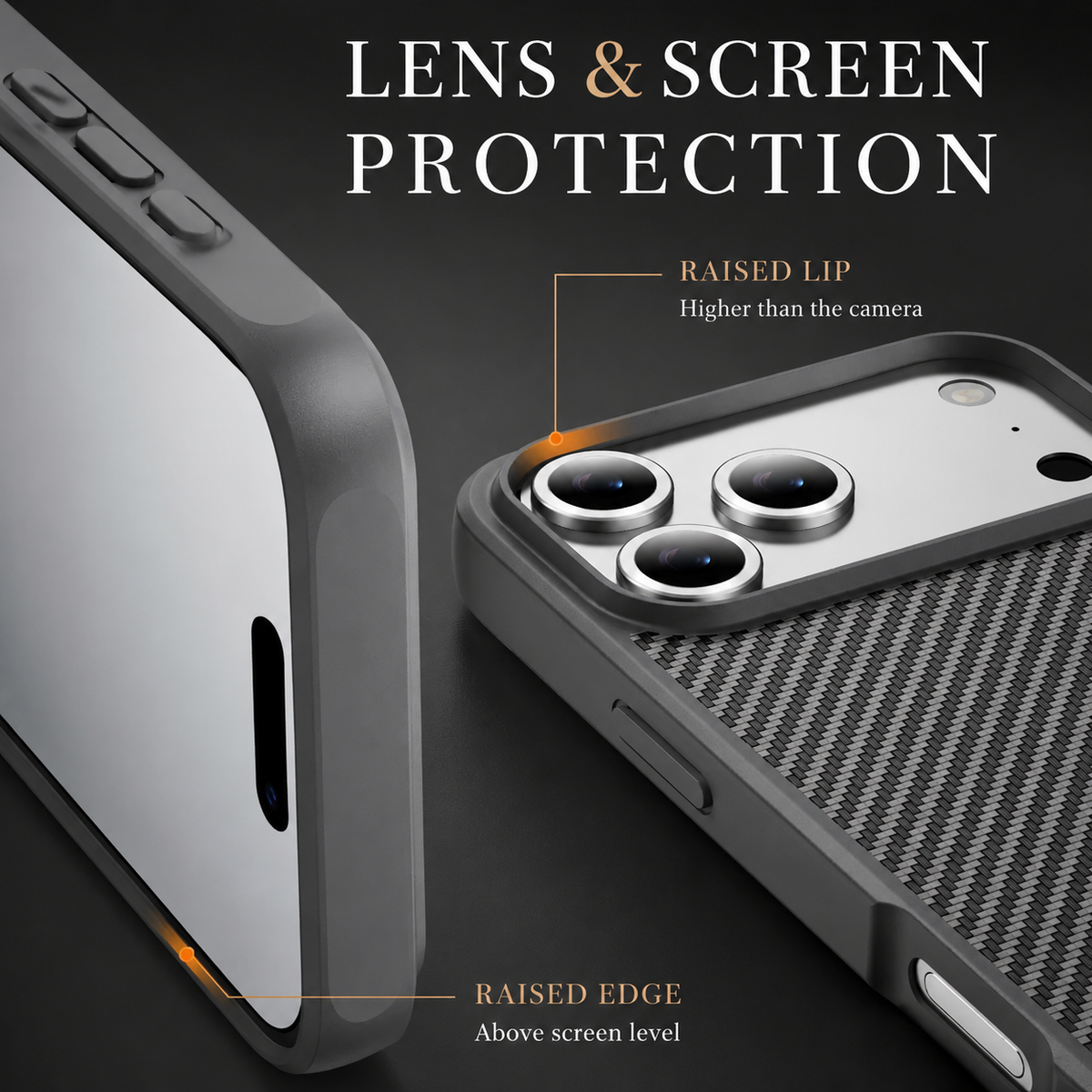 Premium iPhone Case Carbon Fiber Shockproof Protective Cover Drop Resistant Anti Fingerprint Non Slip Scratch Defense