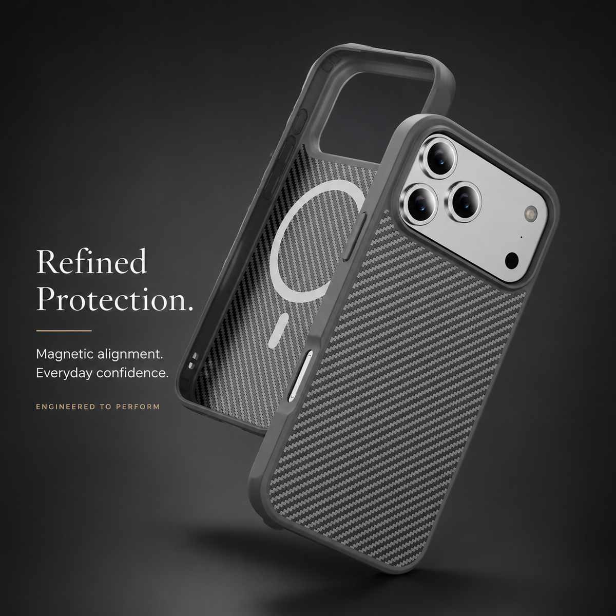 Premium iPhone Case Carbon Fiber Shockproof Protective Cover Drop Resistant Anti Fingerprint Non Slip Scratch Defense