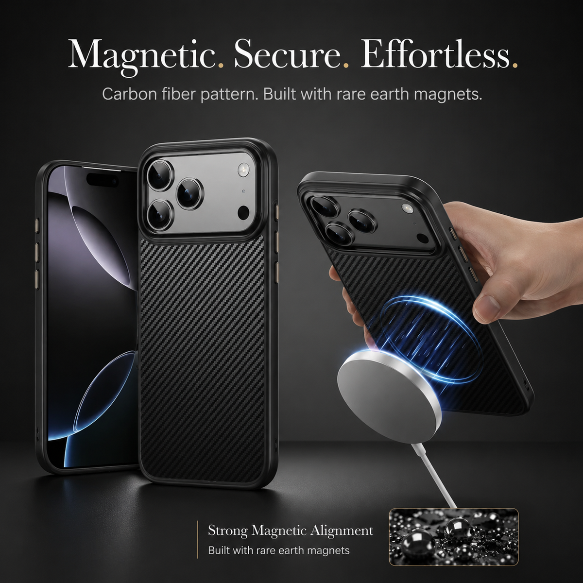 Premium iPhone Case Carbon Fiber Shockproof Protective Cover Drop Resistant Anti Fingerprint Non Slip Scratch Defense