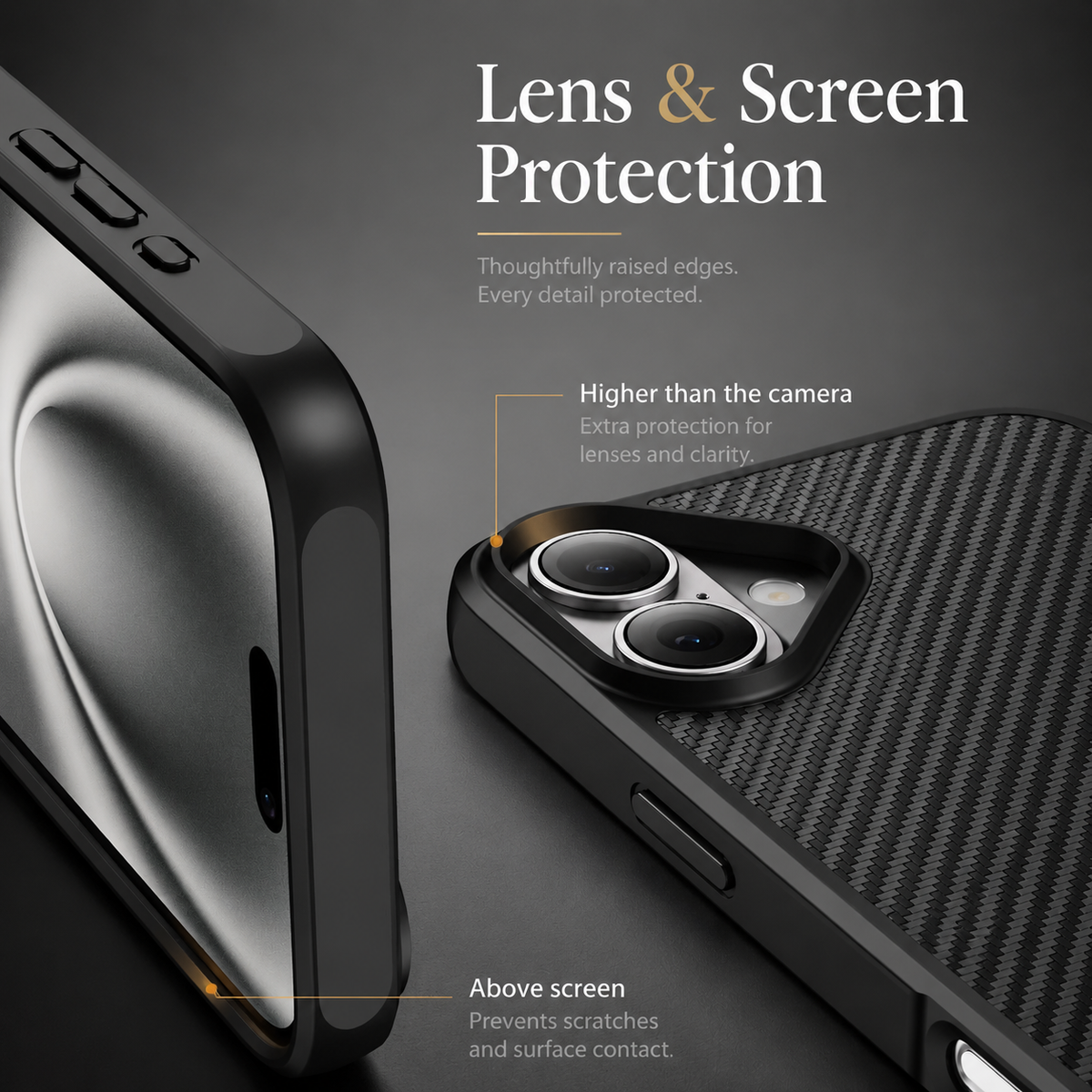 Premium iPhone Case Carbon Fiber Shockproof Protective Cover Drop Resistant Anti Fingerprint Non Slip Scratch Defense