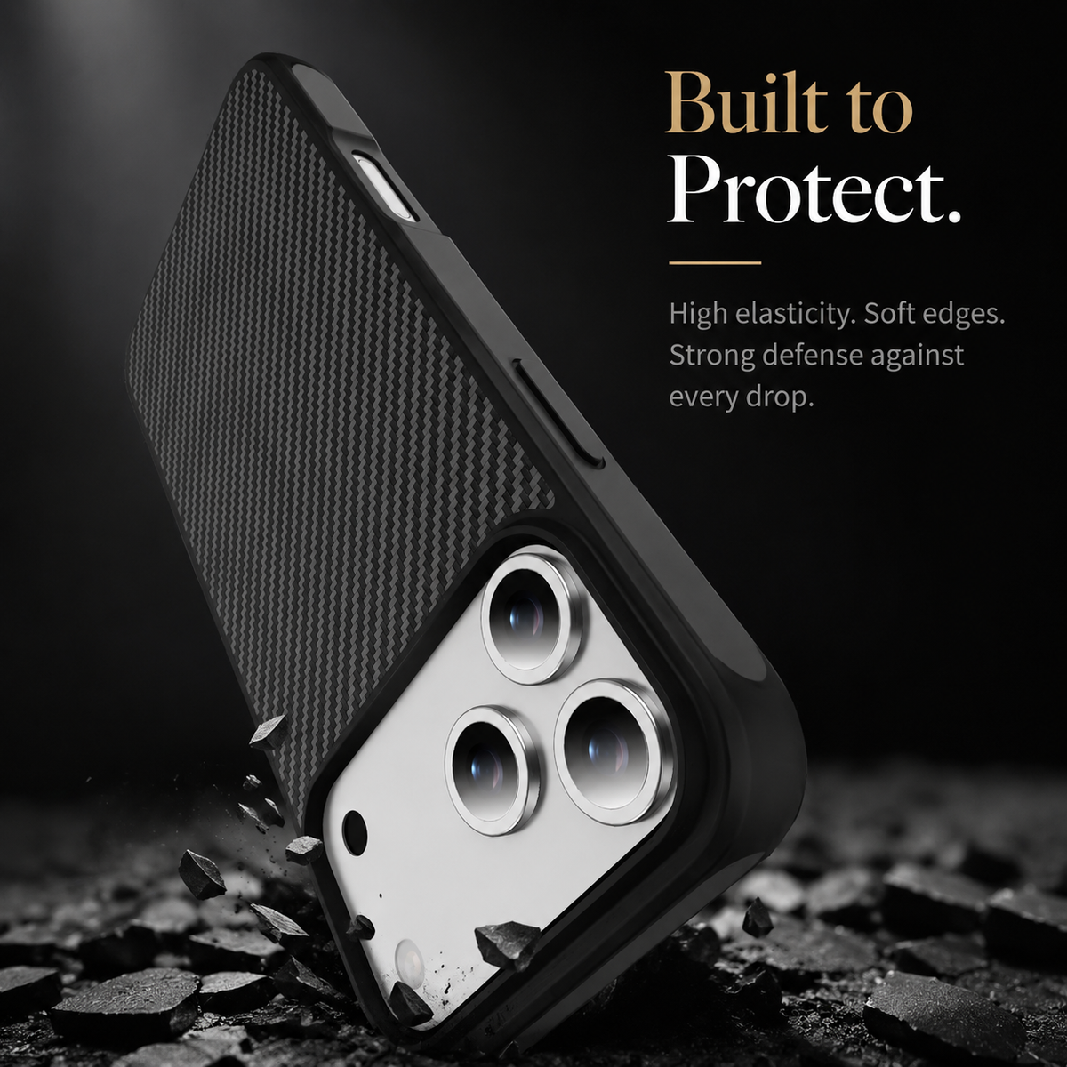 Premium iPhone Case Carbon Fiber Shockproof Protective Cover Drop Resistant Anti Fingerprint Non Slip Scratch Defense