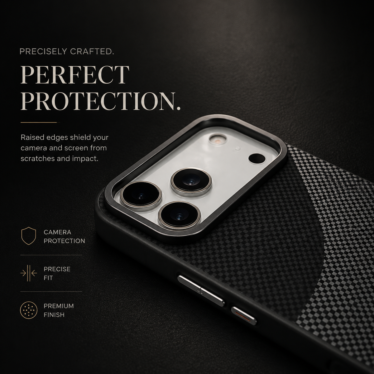 Premium iPhone Case Carbon Fiber Texture MagSafe Armor Cover Alloy Lens Protection Shockproof Non Slip Full Coverage Protective Case