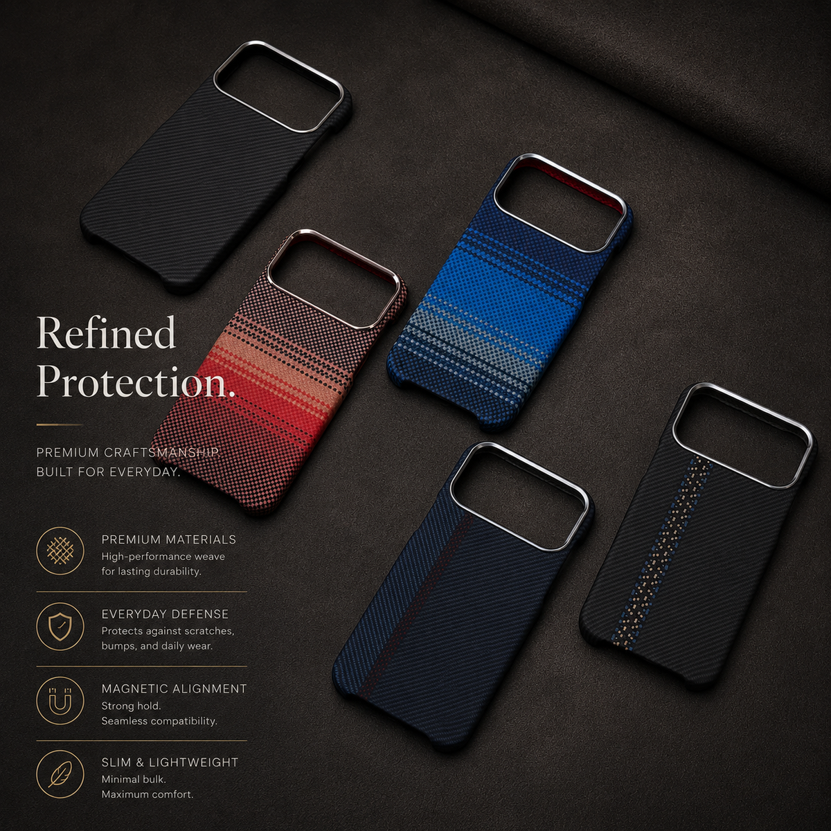 Premium iPhone Case Carbon Fiber Texture Magnetic MagSafe Compatible Shock Absorbing Hybrid Protective Cover