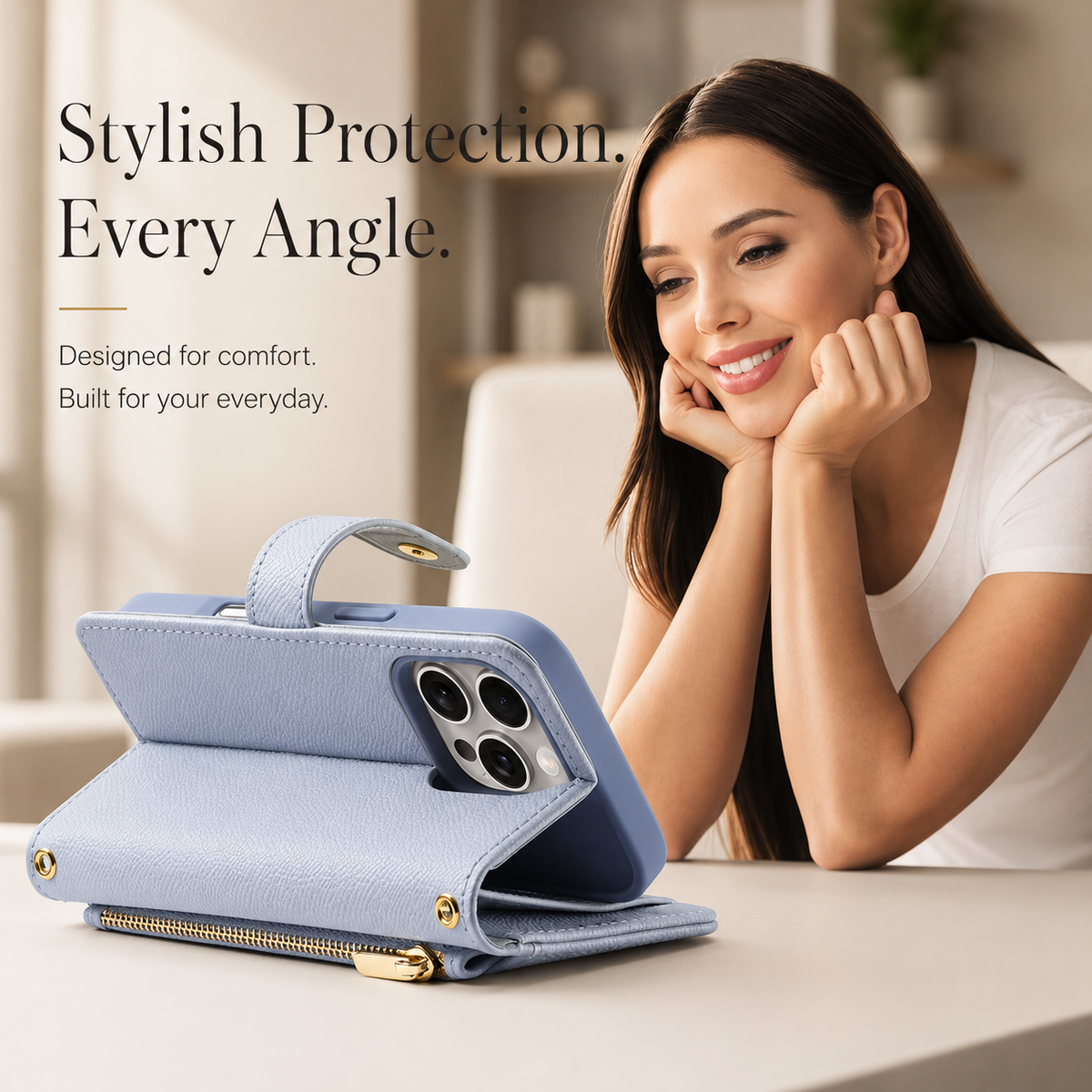 Premium iPhone Case Cow Leather Detachable Magnetic Wallet Cover with Card Slots Shockproof Drop Protection Wireless Charging Support and Lanyard Option