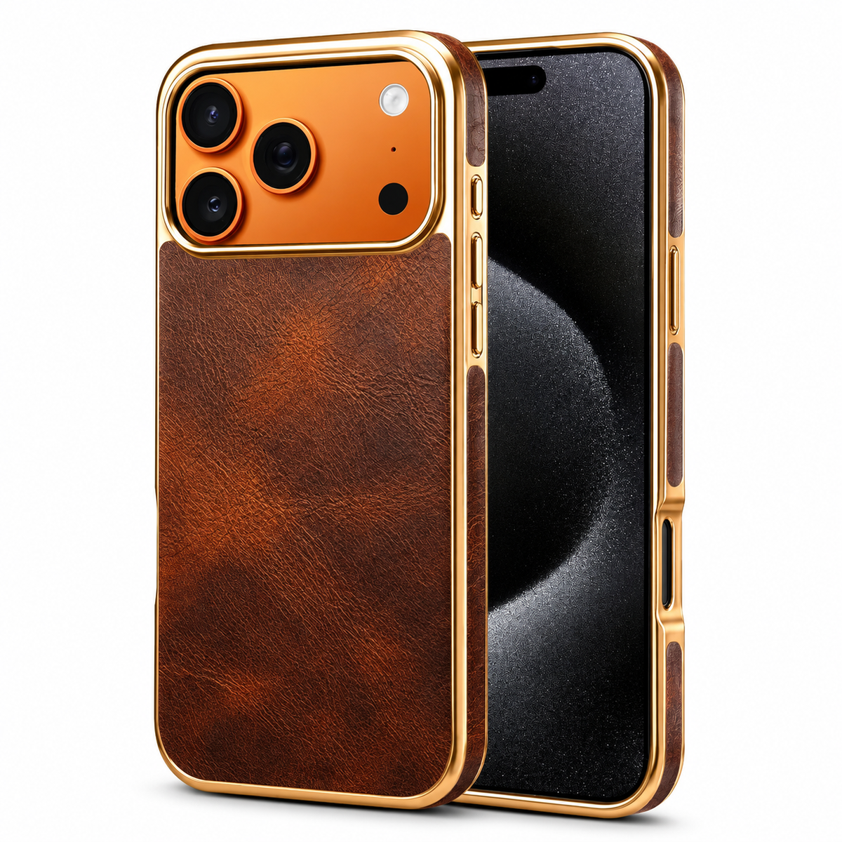 Premium iPhone Case Cowhide Electroplated Leather Cover Heat Resistant Skin Friendly Non Slip Lightweight Protective Design