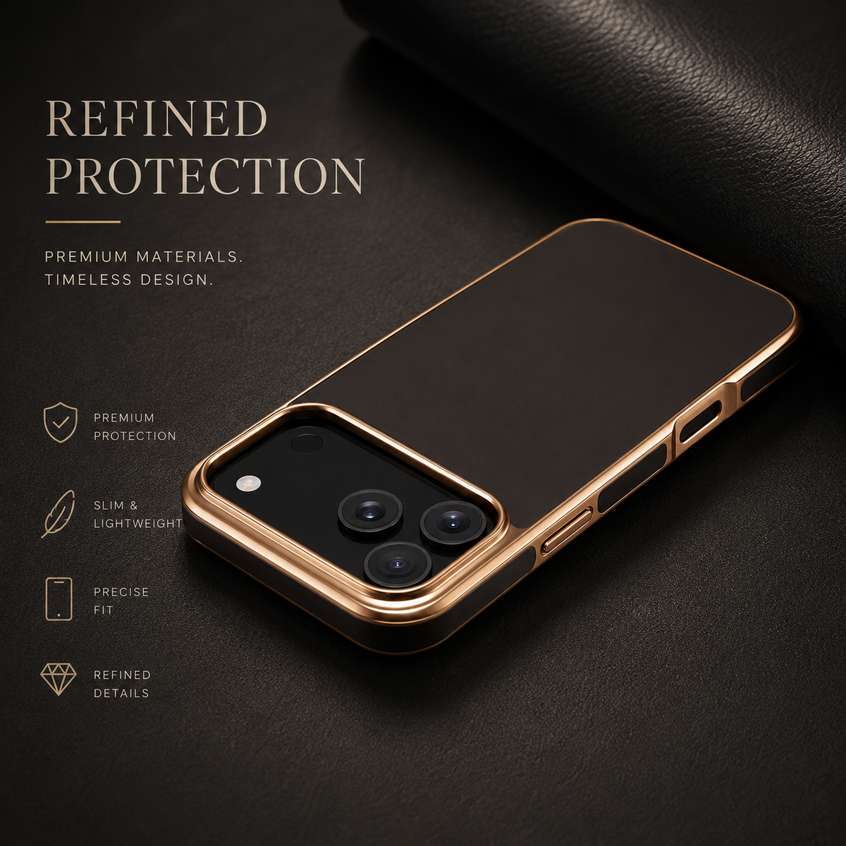 Premium iPhone Case Cowhide Electroplated Leather Cover Heat Resistant Skin Friendly Non Slip Lightweight Protective Design