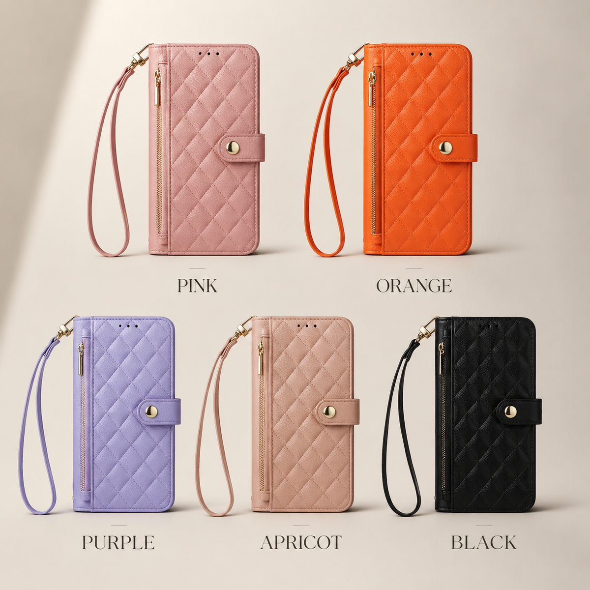 Premium iPhone Case Crossbody Leather Wallet Cover with Card Holder Lanyard Strap Anti Scratch Non Slip Protective PU Design