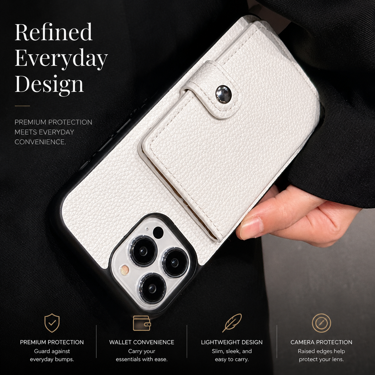 Premium iPhone Case Crossbody Wallet Cover PU Leather Card Holder RFID Protection Full Protection
