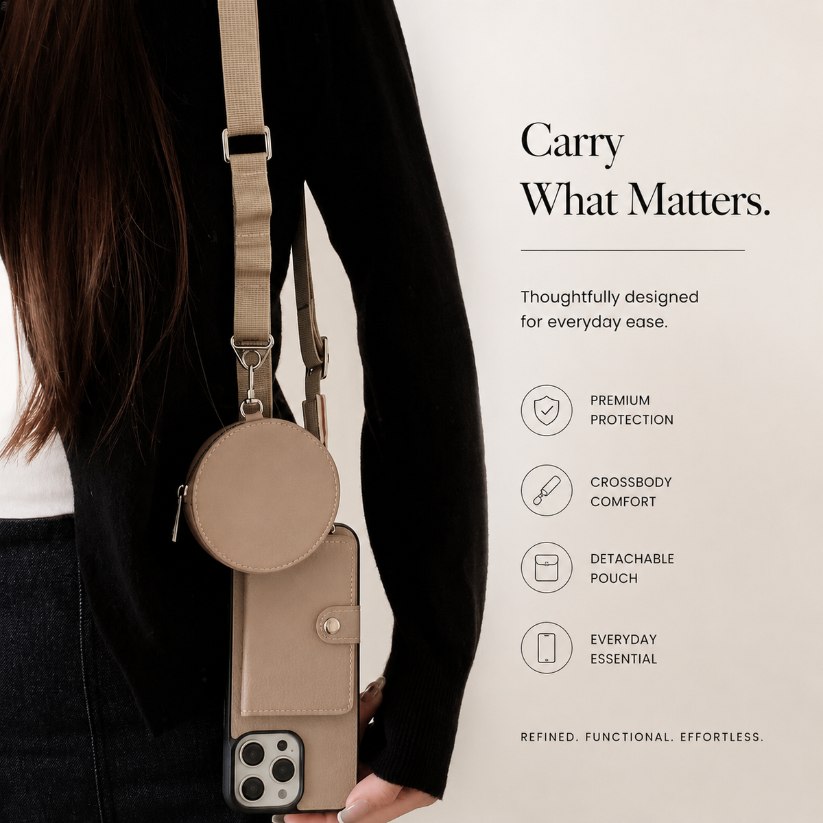 Premium iPhone Case Crossbody Wallet Cover PU Leather Card Holder RFID Protection Full Protection