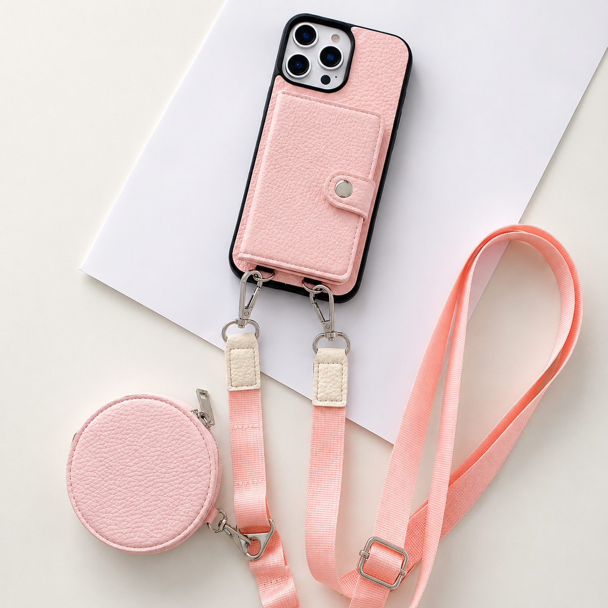 Premium iPhone Case Crossbody Wallet Cover PU Leather Card Holder RFID Protection Full Protection