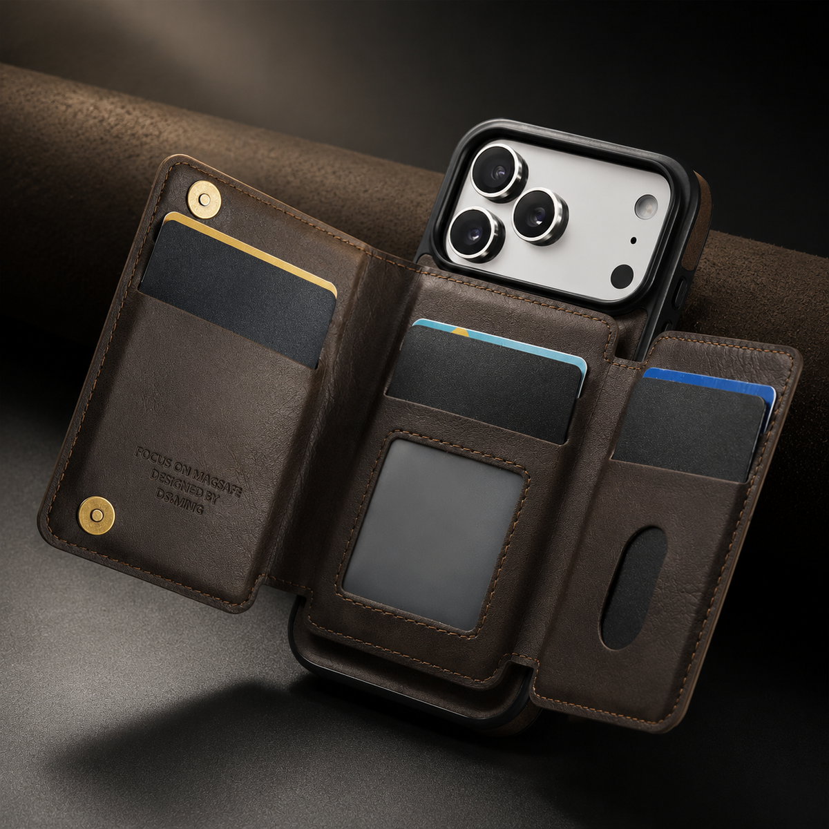 Premium iPhone Case Detachable Magnetic Leather Wallet Cover Card Holder MagSafe Shockproof Scratch Resistant Protection
