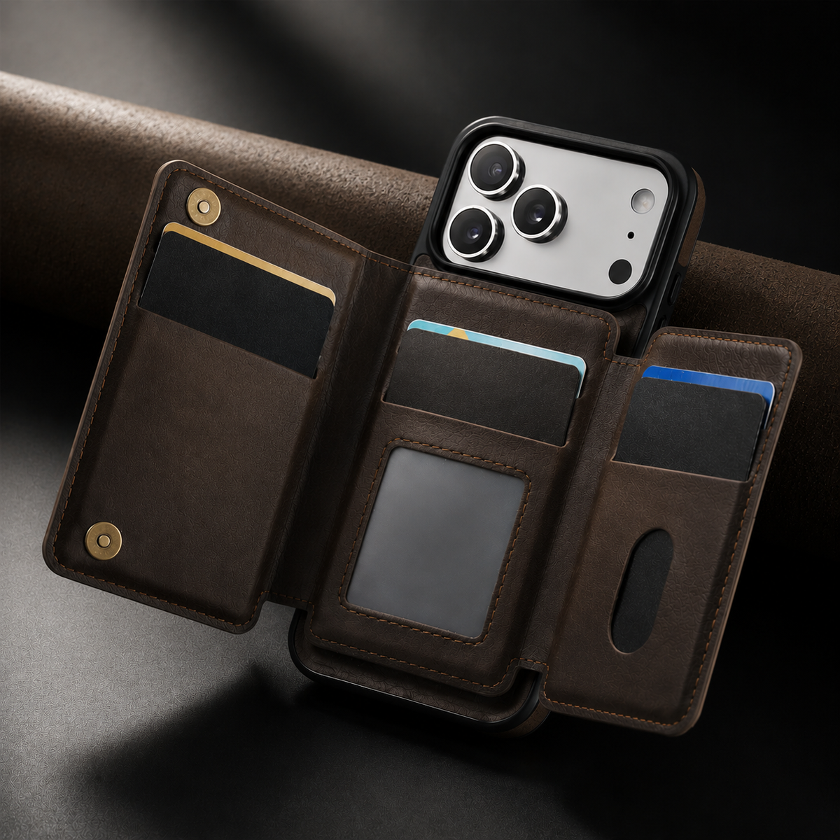 Premium iPhone Case Detachable Magnetic Leather Wallet Cover Card Holder MagSafe Shockproof Scratch Resistant Protection