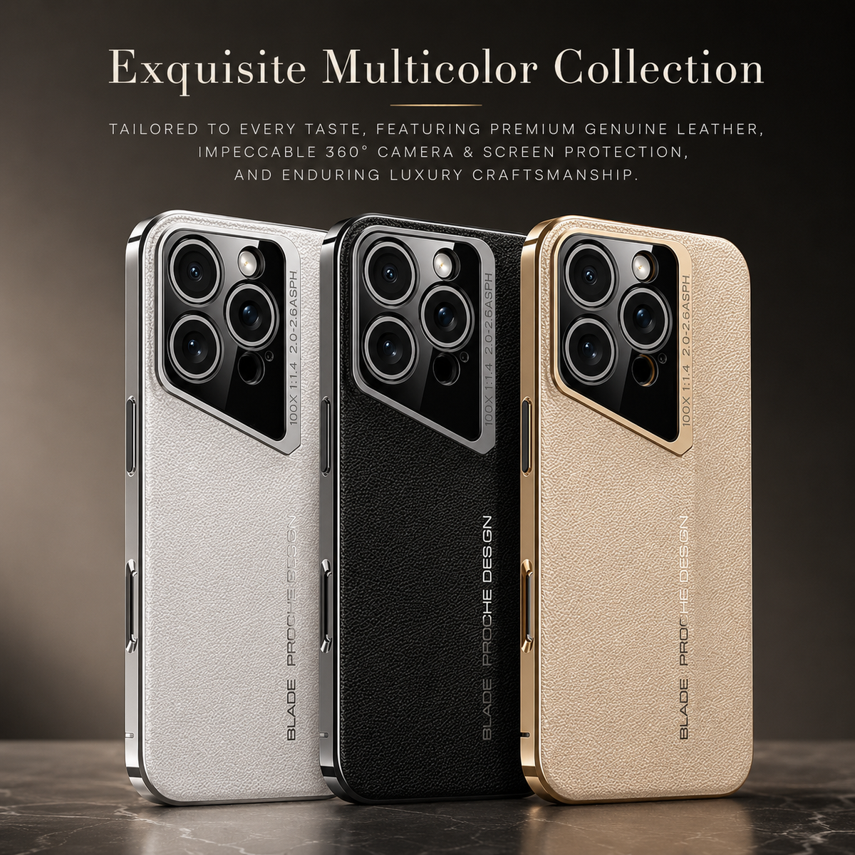 Premium iPhone Case Electroplated Genuine Leather Shockproof Protective Cover Hard Back Slim Design Camera Lens Protection Anti Slip Grip