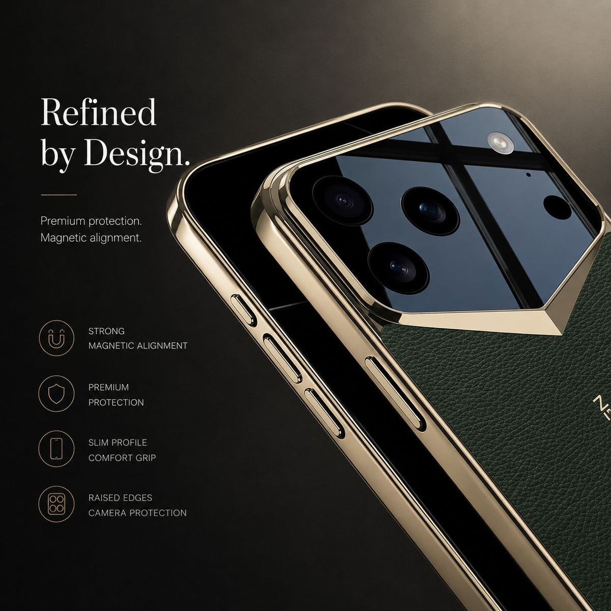 Premium iPhone Case Electroplated Leather Cover Shockproof Protective Hard Shell Lens Protection Case