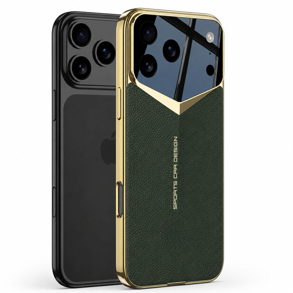 Premium iPhone Case Electroplated Leather Cover Shockproof Protective Hard Shell Lens Protection Case