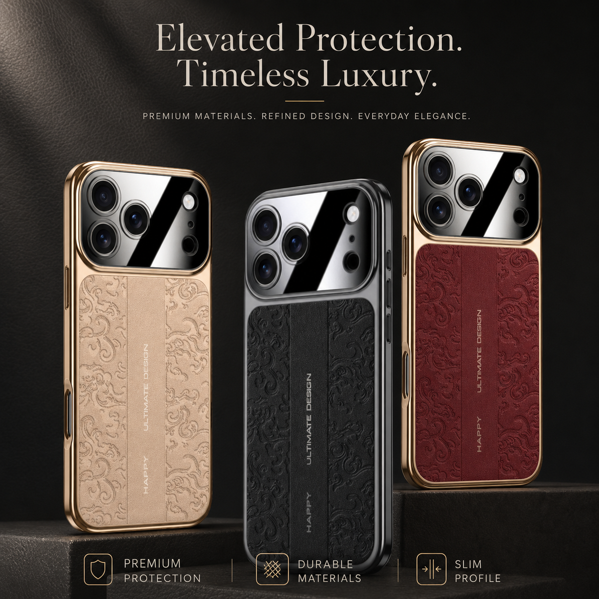 Premium iPhone Case Electroplated Leather Magnetic Soft TPU Dual Layer Protective Cover