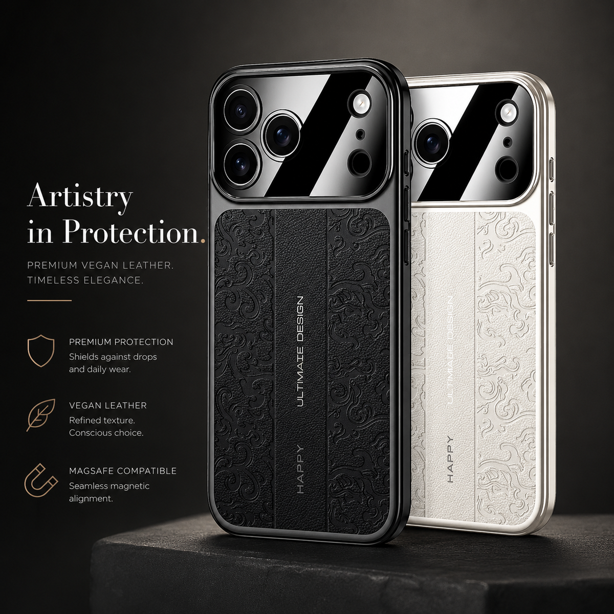 Premium iPhone Case Electroplated Leather Magnetic Soft TPU Dual Layer Protective Cover