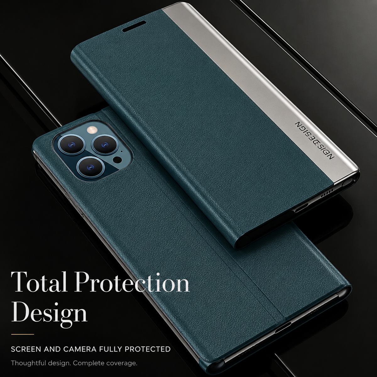 Premium iPhone Case Flip Wallet MagSafe Compatible Magnetic Shockproof Protective Cover Card Holder Stand Function Screen Protection Slim Design