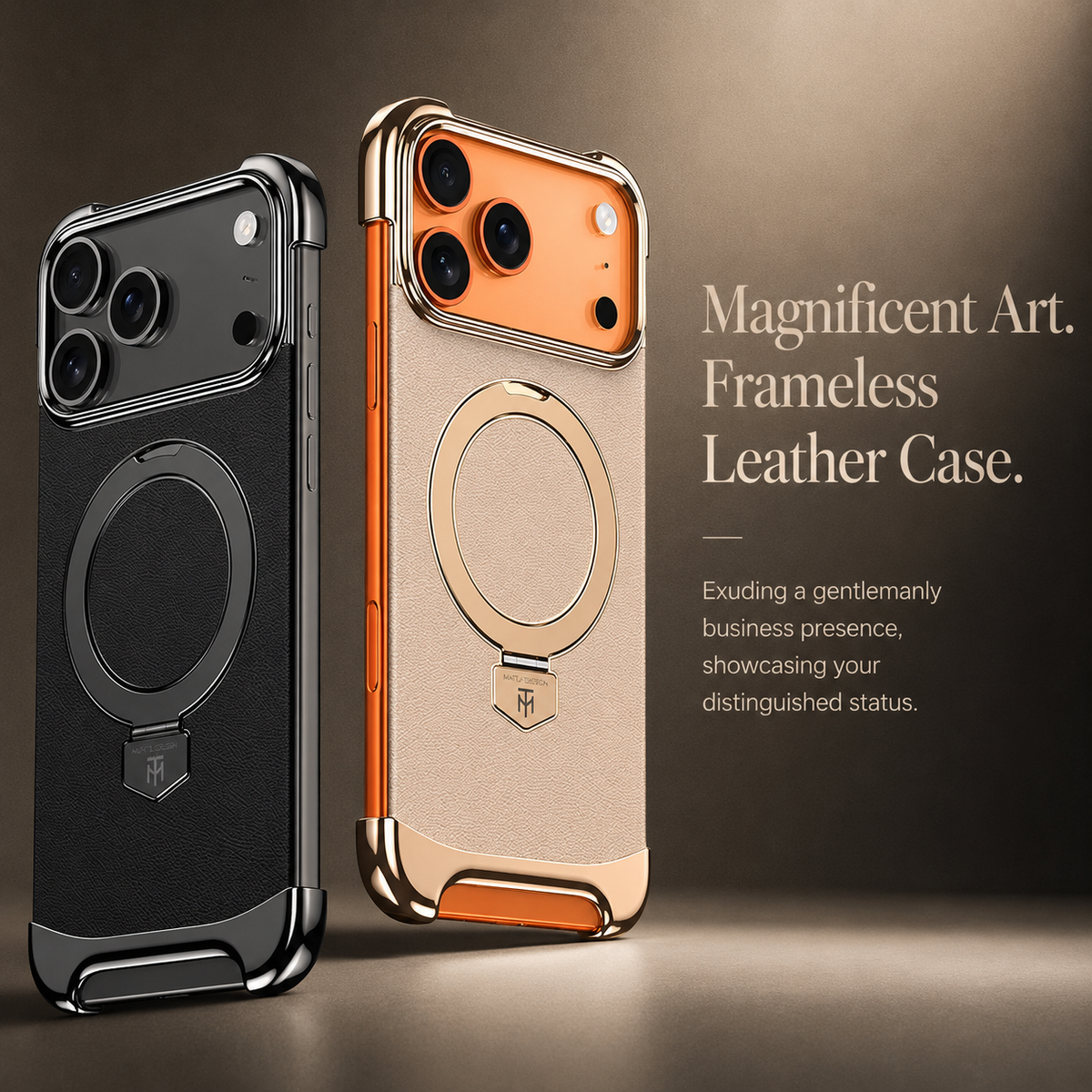 Premium iPhone Case Frameless Magnetic Cover Ultra Thin Leather Back Metal Bumper Stand Shockproof Camera Lens Protection