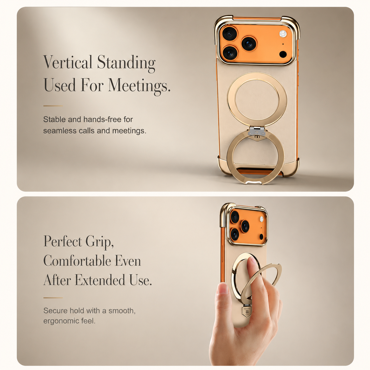 Premium iPhone Case Frameless Magnetic Cover Ultra Thin Leather Back Metal Bumper Stand Shockproof Camera Lens Protection