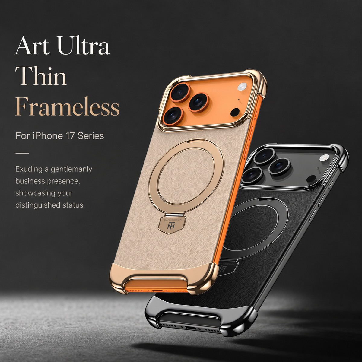 Premium iPhone Case Frameless Magnetic Cover Ultra Thin Leather Back Metal Bumper Stand Shockproof Camera Lens Protection