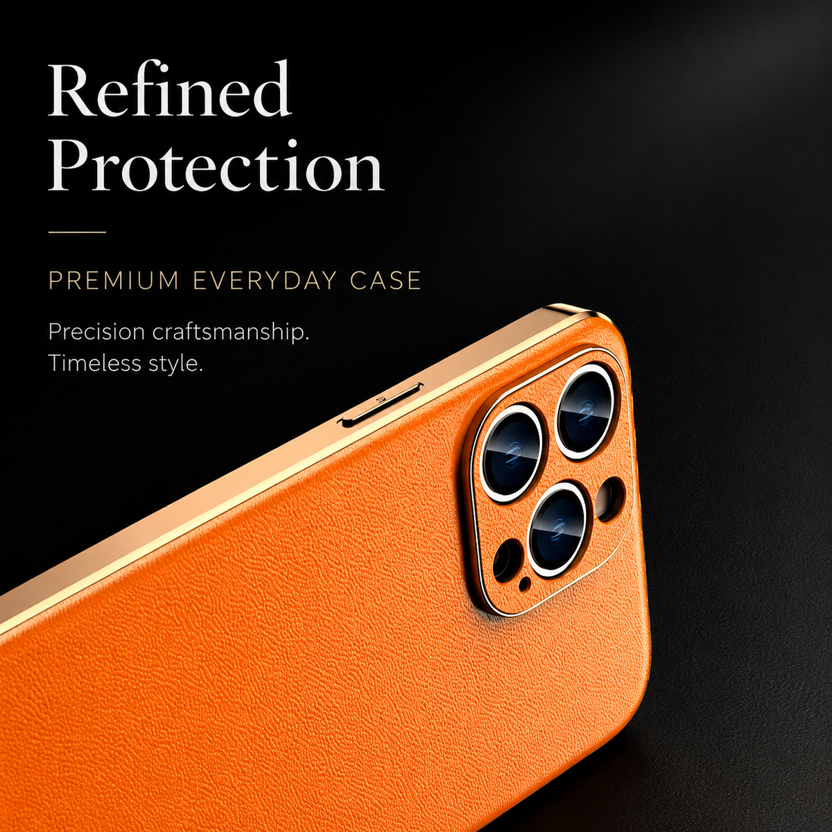 Premium iPhone Case Genuine Cowhide Leather Cover Plating Frame Full Camera Lens Protection Slim Durable Design