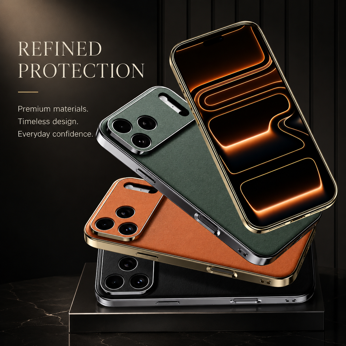 Premium iPhone Case Genuine Cowhide Leather Cover Shockproof Frame Full Camera Lens Protection Matte Slim Design