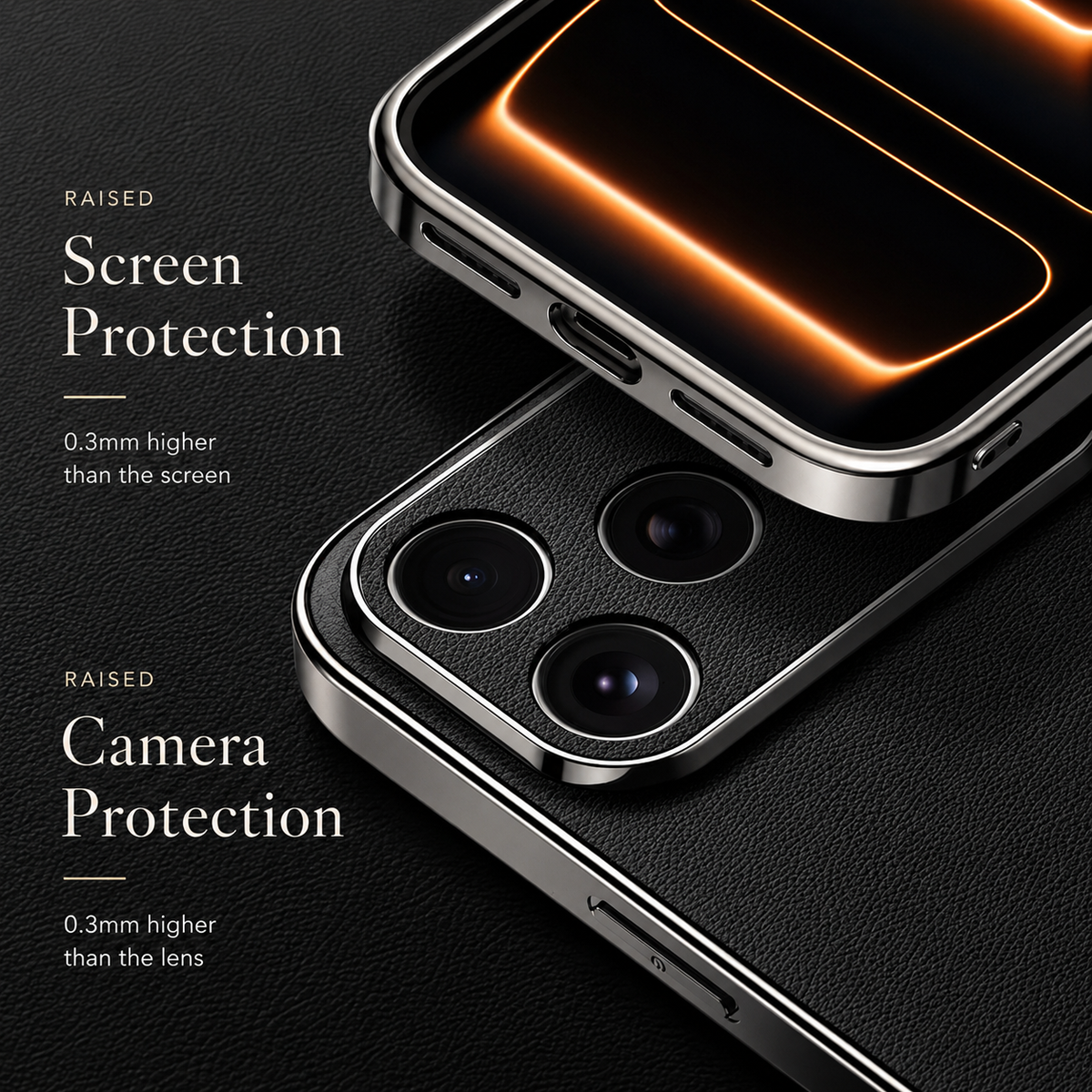 Premium iPhone Case Genuine Cowhide Leather Cover Shockproof Frame Full Camera Lens Protection Matte Slim Design