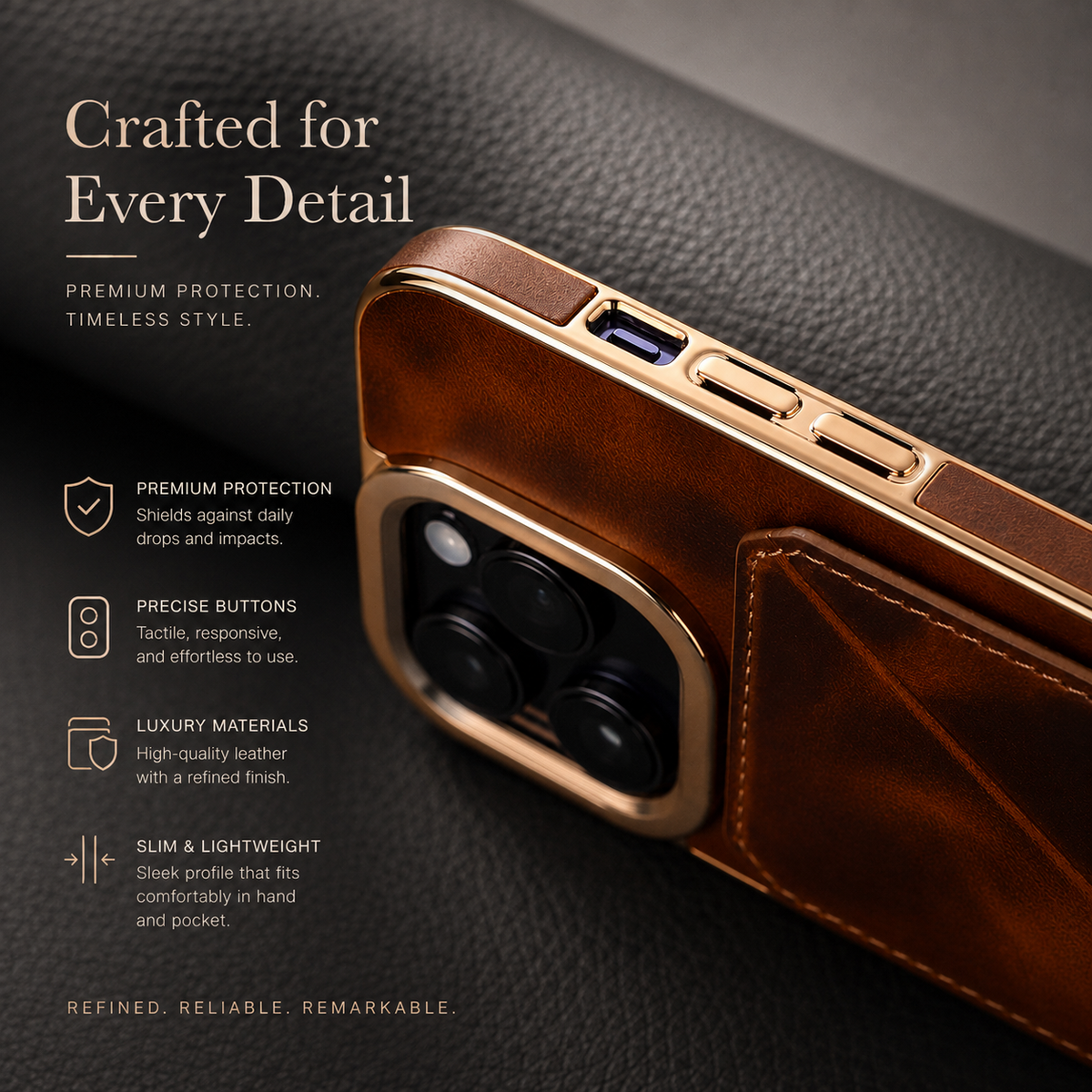 Premium iPhone Case Genuine Cowhide Leather Wallet Cover Magnetic Card Holder Full Body Protection Slim Design