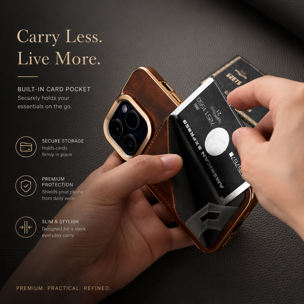 Premium iPhone Case Genuine Cowhide Leather Wallet Cover Magnetic Card Holder Full Body Protection Slim Design