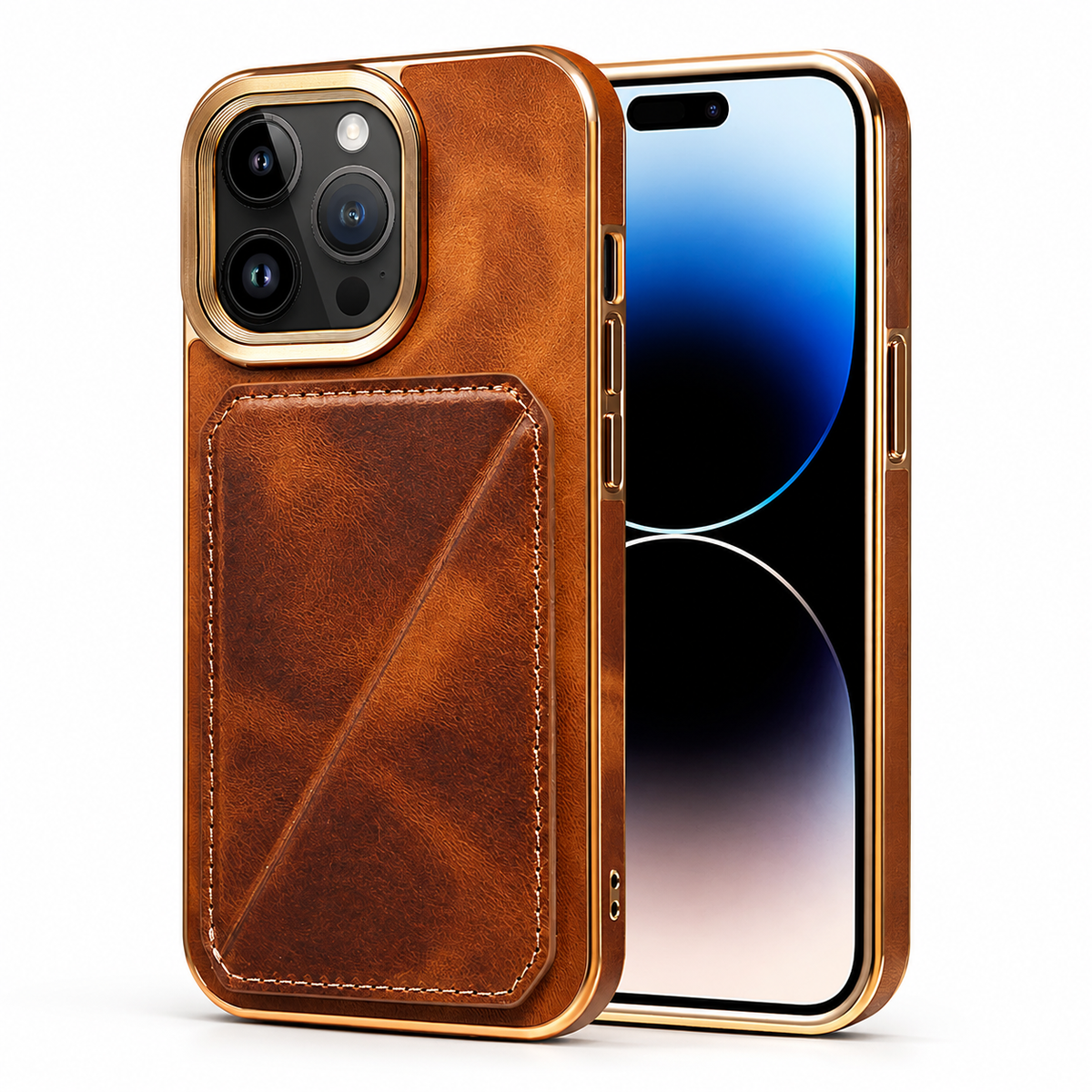 Premium iPhone Case Genuine Cowhide Leather Wallet Cover Magnetic Card Holder Full Body Protection Slim Design