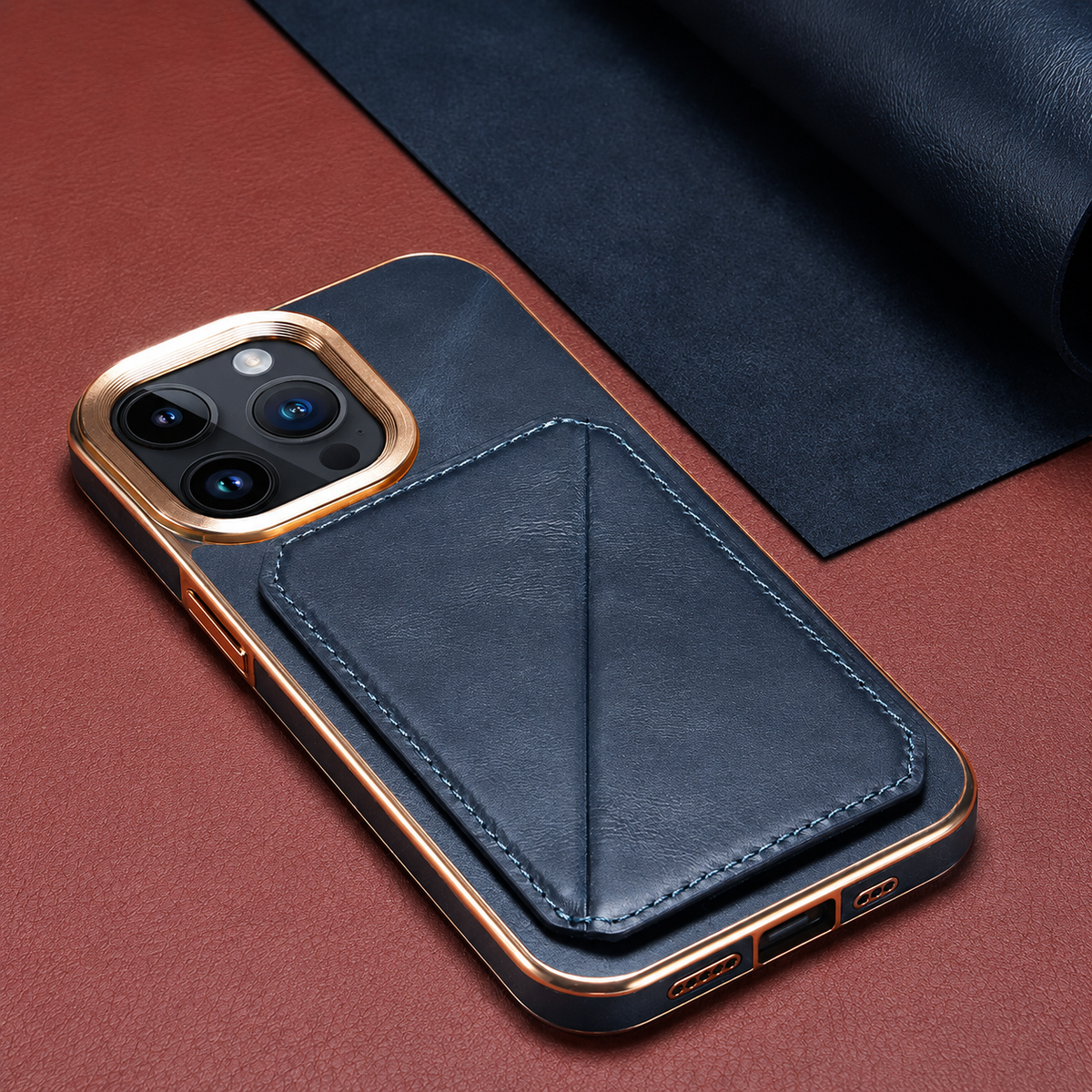 Premium iPhone Case Genuine Cowhide Leather Wallet Cover Magnetic Card Holder Full Body Protection Slim Design