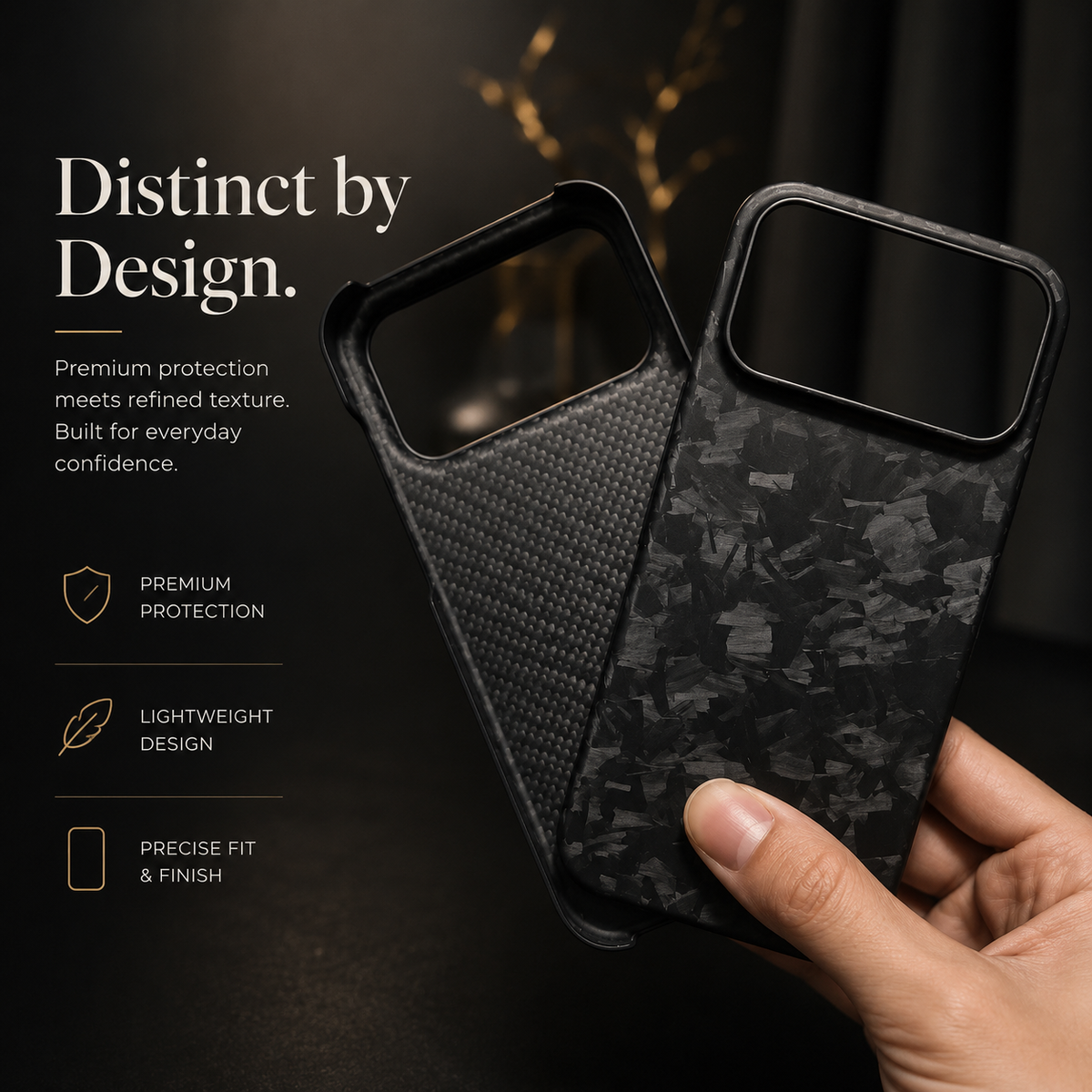 Premium iPhone Case Genuine Forged Carbon Fiber Lightweight Slim Business Cover Anti Fingerprint Non Slip Shockproof Protective Case