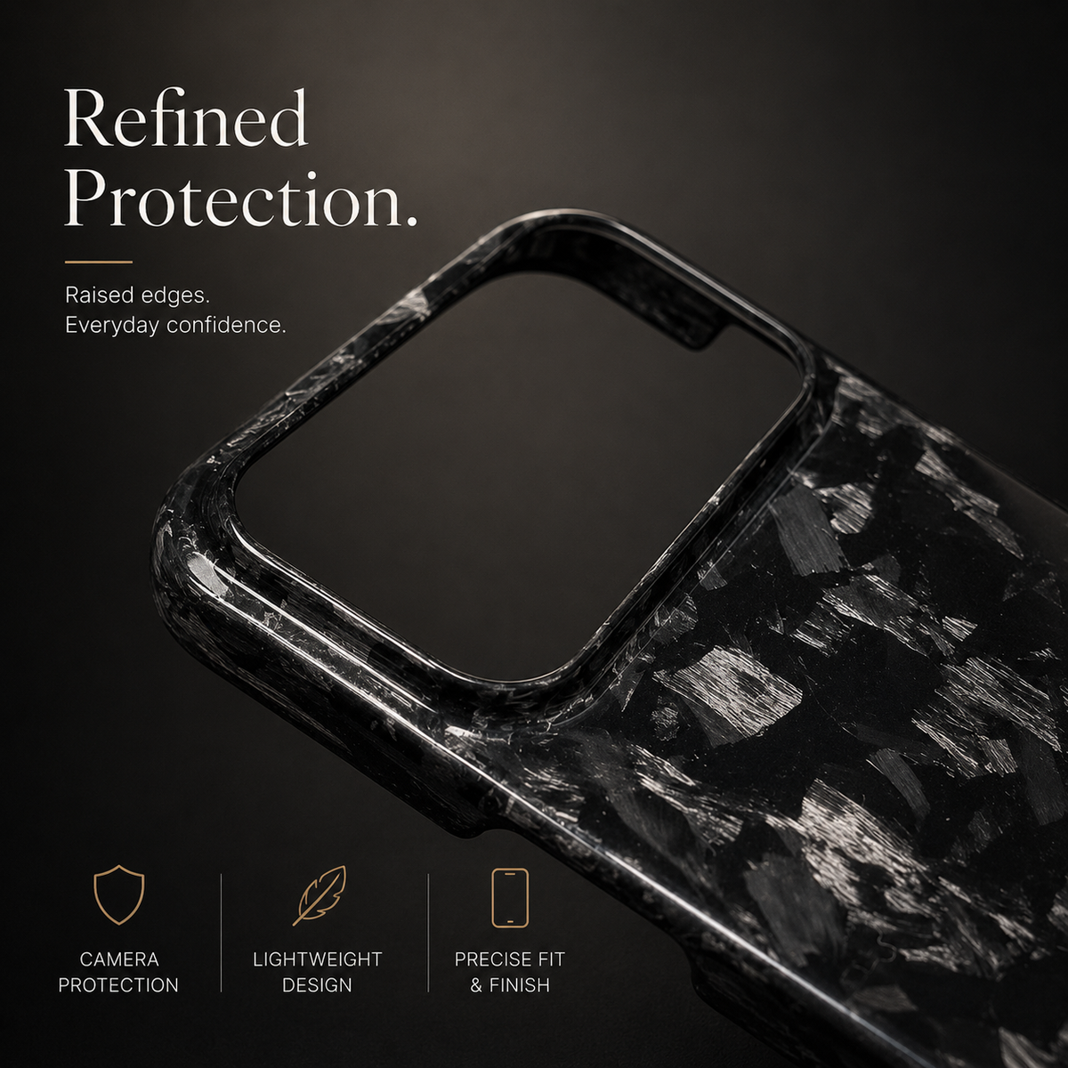 Premium iPhone Case Genuine Forged Carbon Fiber Lightweight Slim Business Cover Anti Fingerprint Non Slip Shockproof Protective Case