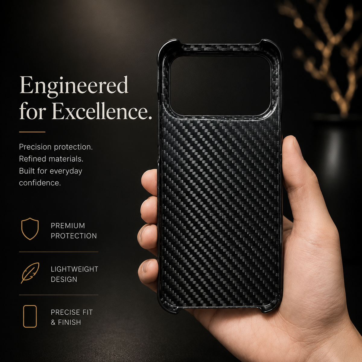 Premium iPhone Case Genuine Forged Carbon Fiber Lightweight Slim Business Cover Anti Fingerprint Non Slip Shockproof Protective Case